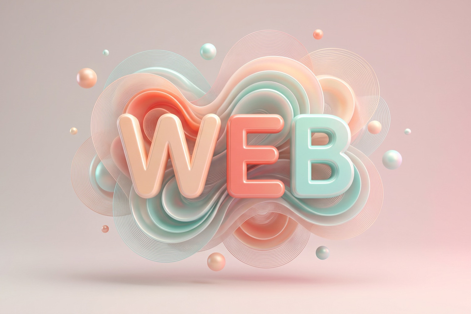 Schriftzug WEB als weiches 3D-Wort in Pfirsich und Mint